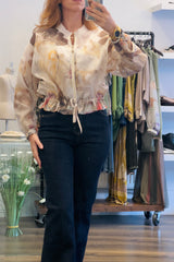 Sheer Print Bomber Jacket