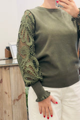 Lace Sleeve Knit
