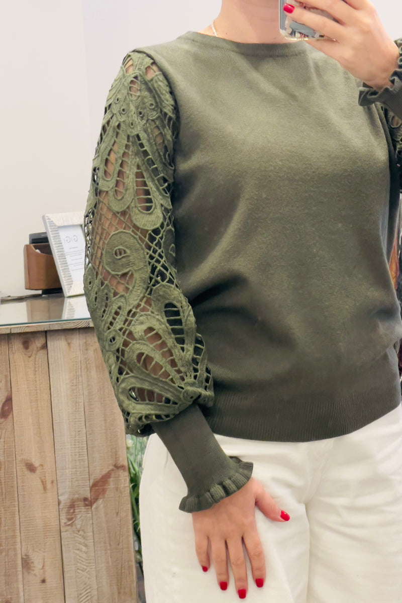 Lace Sleeve Knit