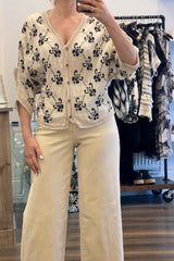 Crochet Trim Button Top