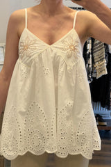 Strappy Sequin Cotton Anglaise Top