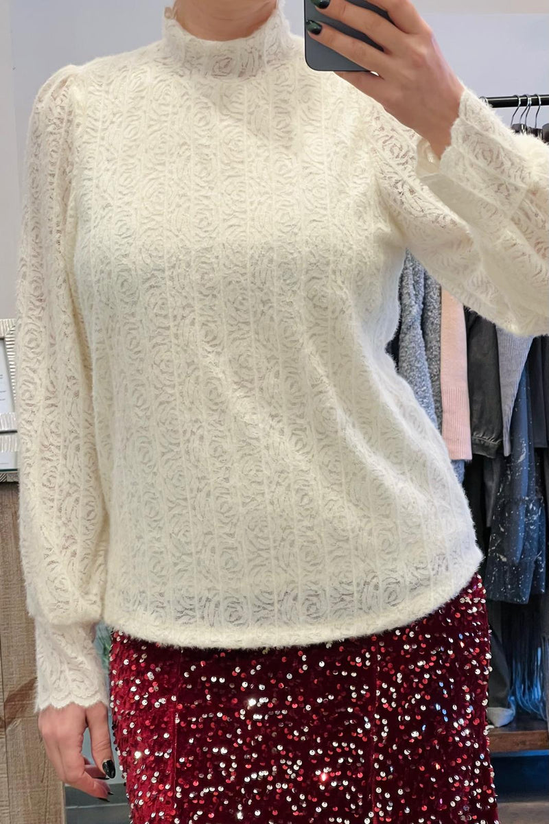 Soft Lace Knit Blouse