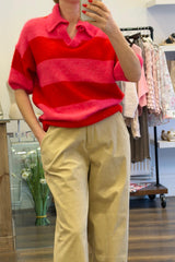 Collared Neck Stripe Knit