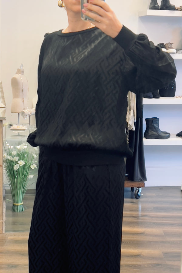 Satin Print Round Neck Top