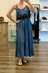 Strappy Tiered Denim Dress