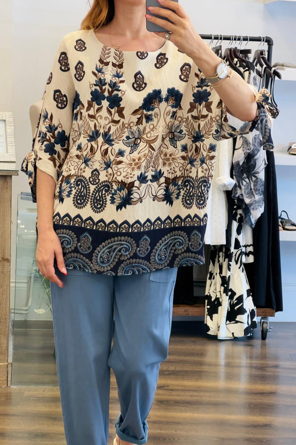 Paisley Cold Shoulder Top