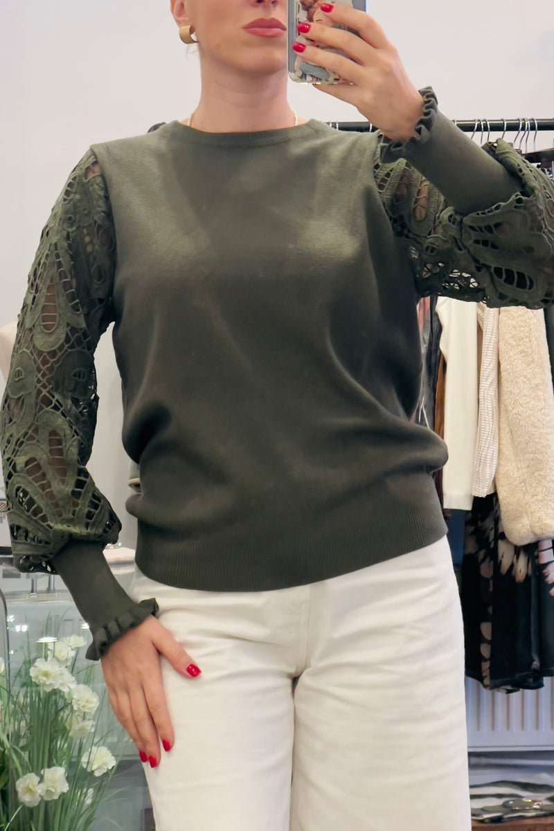 Lace Sleeve Knit