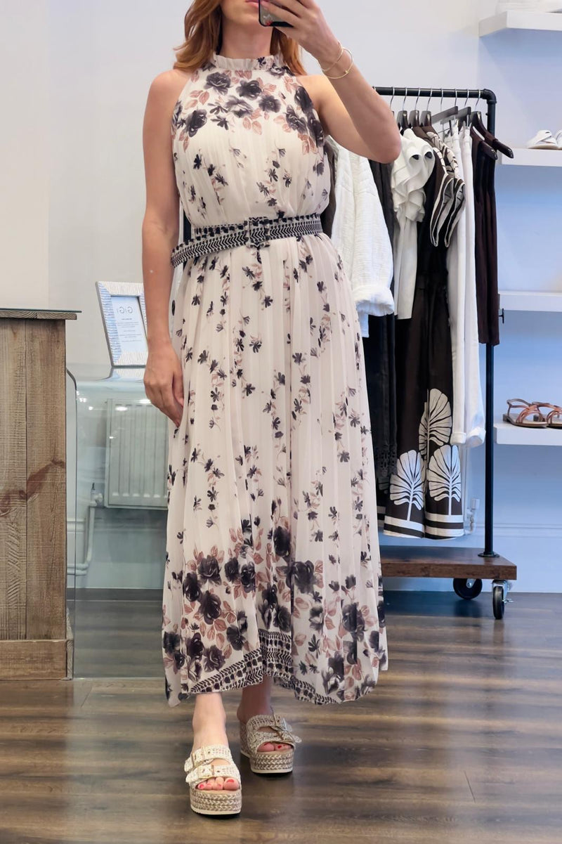Trapeze Maxi Pleat Dress