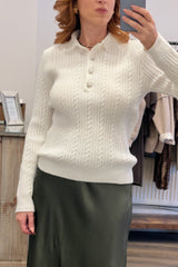 Pearl Collared Cable Knit