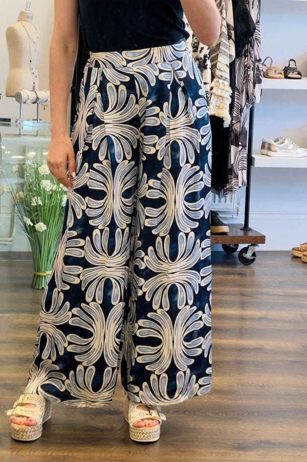 Geo Print Satin Pocket Trousers