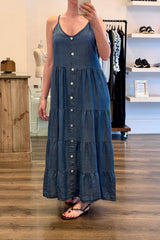Strappy Tiered Denim Dress