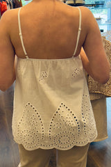 Strappy Sequin Cotton Anglaise Top