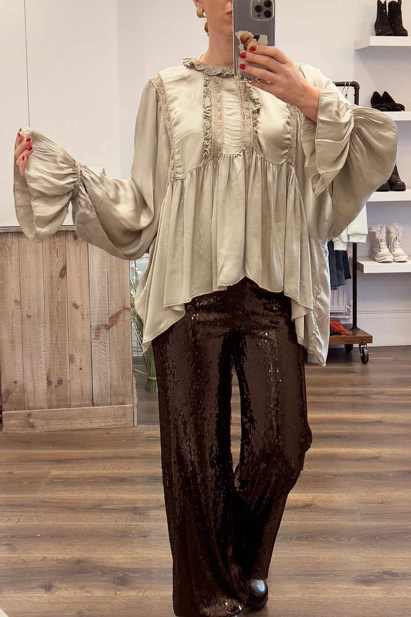 Ruffle Batwing Blouse
