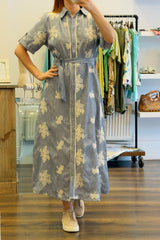 Floral Embroidered Shirt Dress