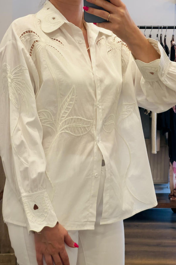 Embroidery Cutout Shirt