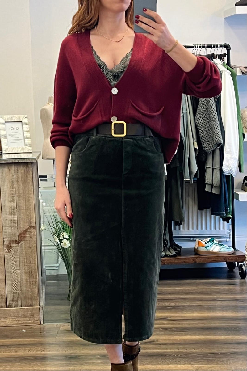 Corduroy Belt Skirt