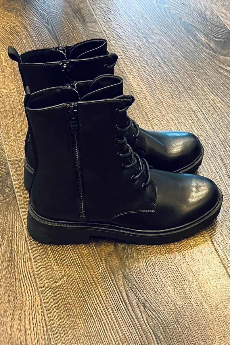 Caprice Leather Combat Boot