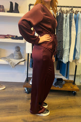 Satin Wrap Trousers Set