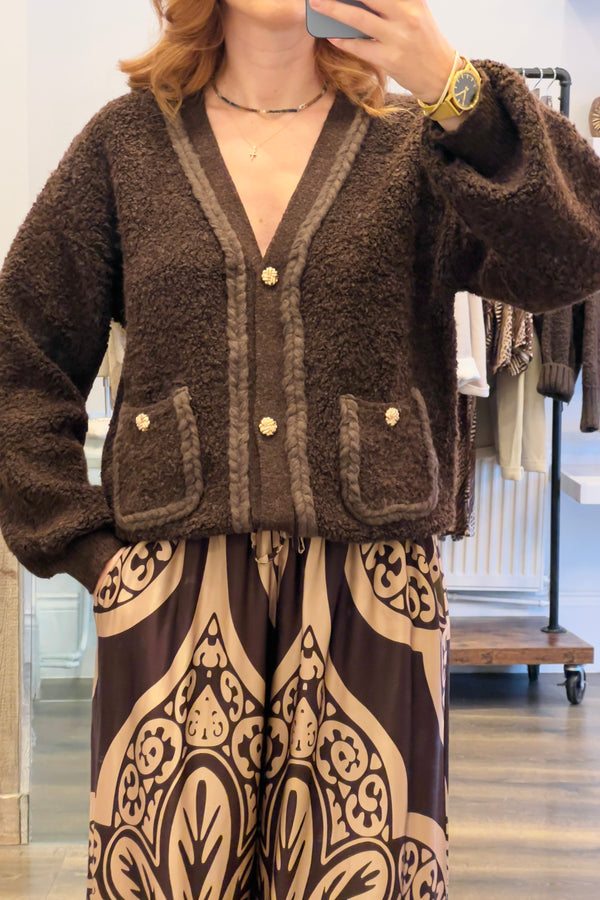 Teddy Knit Plait Cardigan