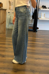 Relaxed Wide Leg Denim Jeans