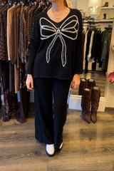Pearl Bow V Knit