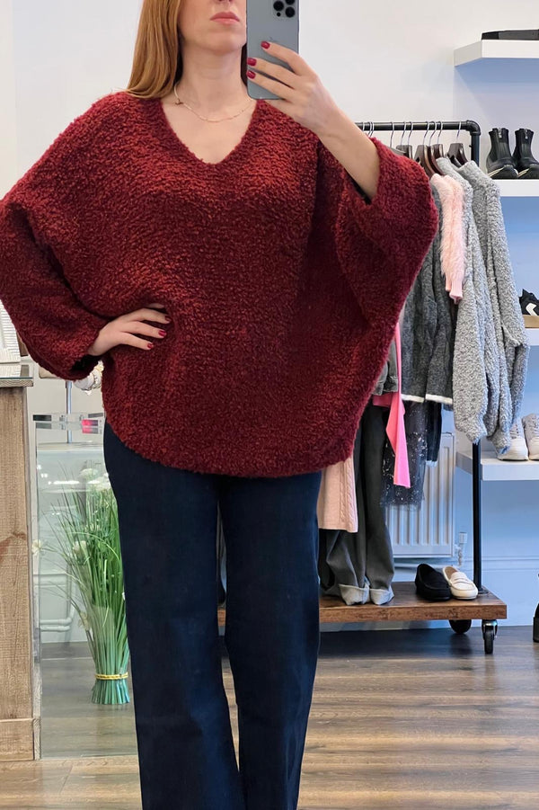 Popcorn V Neckline Knit