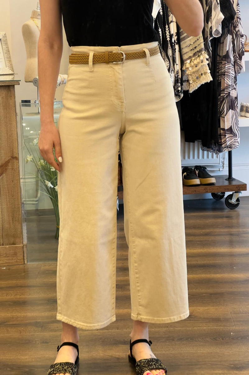 Toxik 3 Belted Cropped Wide Leg Jean