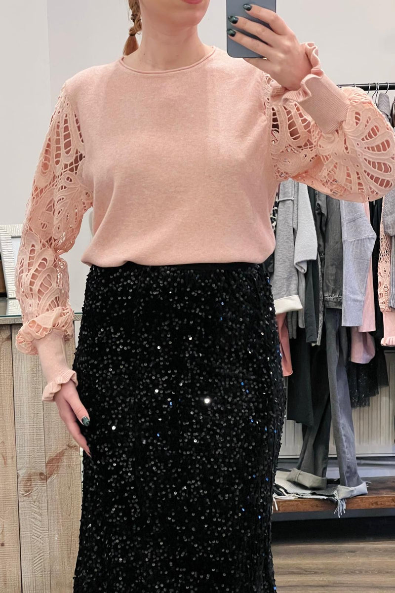 Lace Sleeve Knit