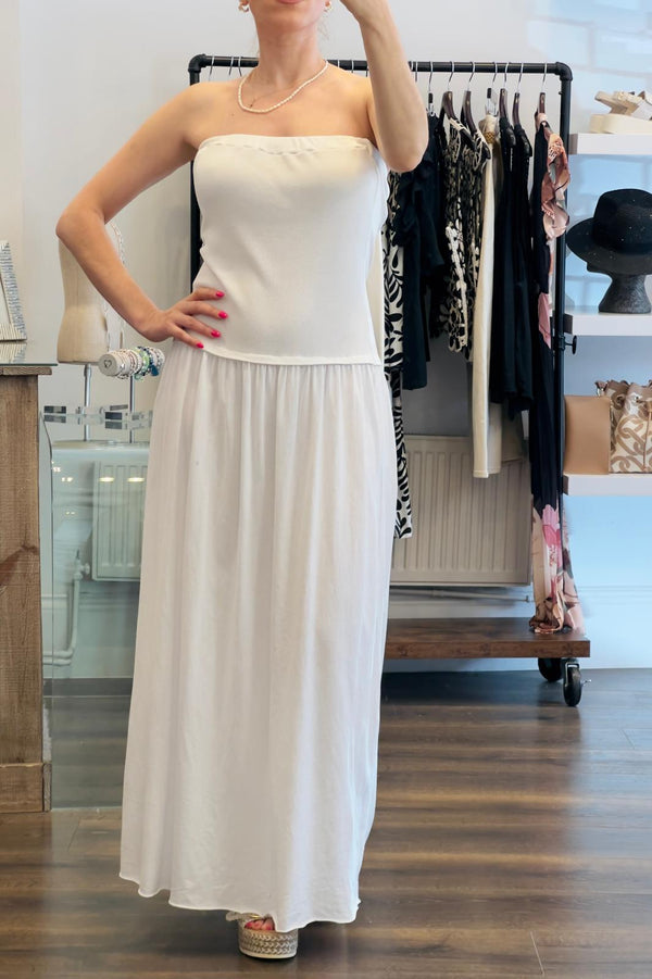 Strapless Cotton Maxi Dress