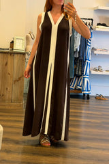 V Neck Contrast Maxi