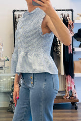 Gingham Shirred Top
