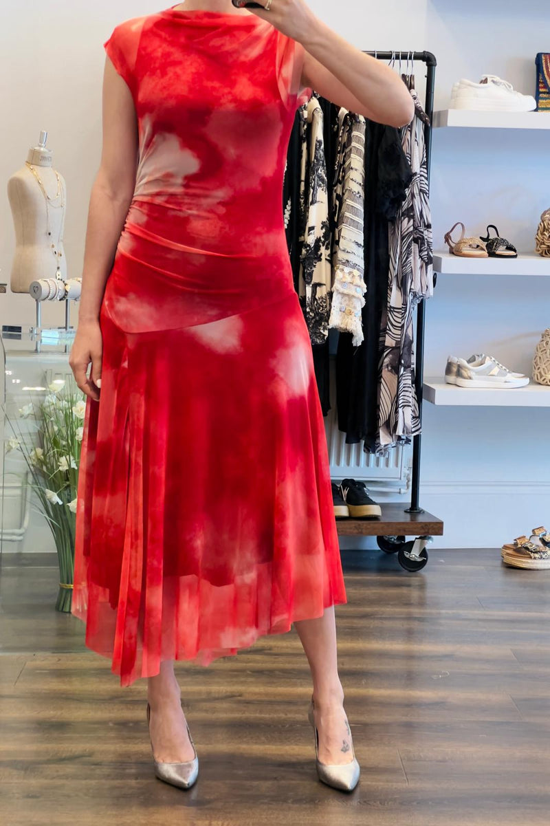 Tye Dye Mesh Midi Dress