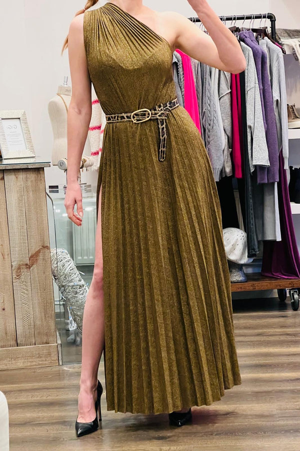 One Shoulder Shimmer Maxi Dress