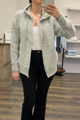 Textured Zip Up Cardigan
