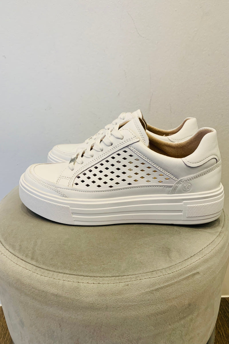 Caprice Platform  Laser Cut Leather Trainer