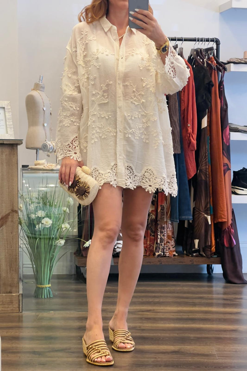 Embroidery Crochet Shirt