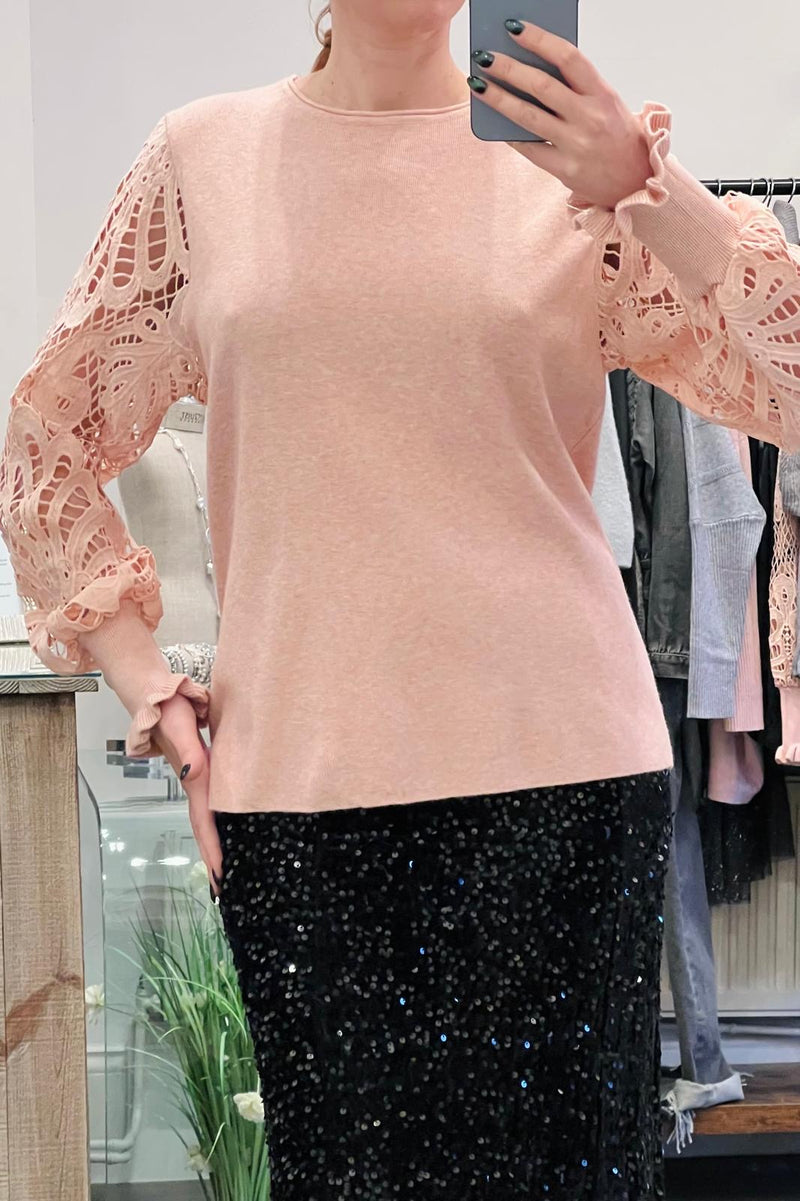 Lace Sleeve Knit