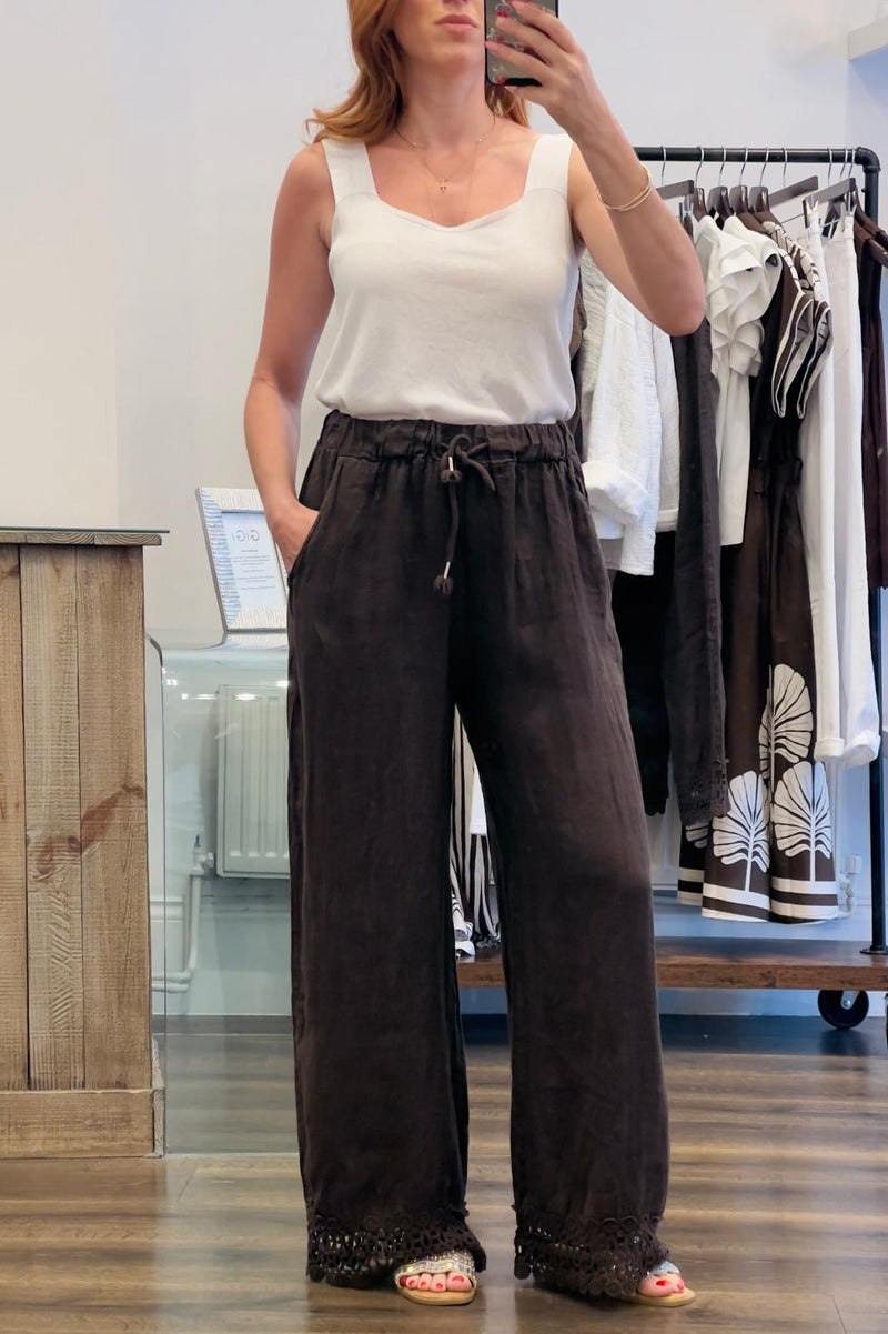 Linen Crochet Trousers