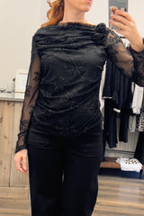 Floral Sheer Mesh  Blouse
