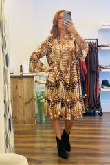 Flute Sleeve Midi Dress