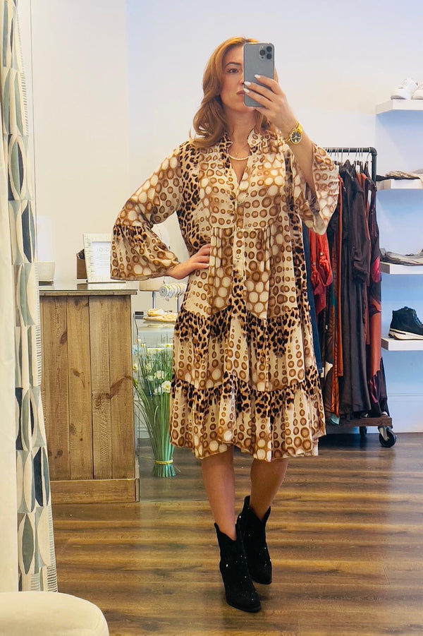 Flute Sleeve Midi Dress