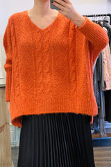 V-Neckline Cable Knit