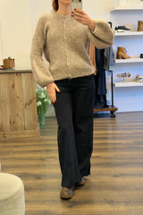 Ribbed Ballon Sleeve Cardigan