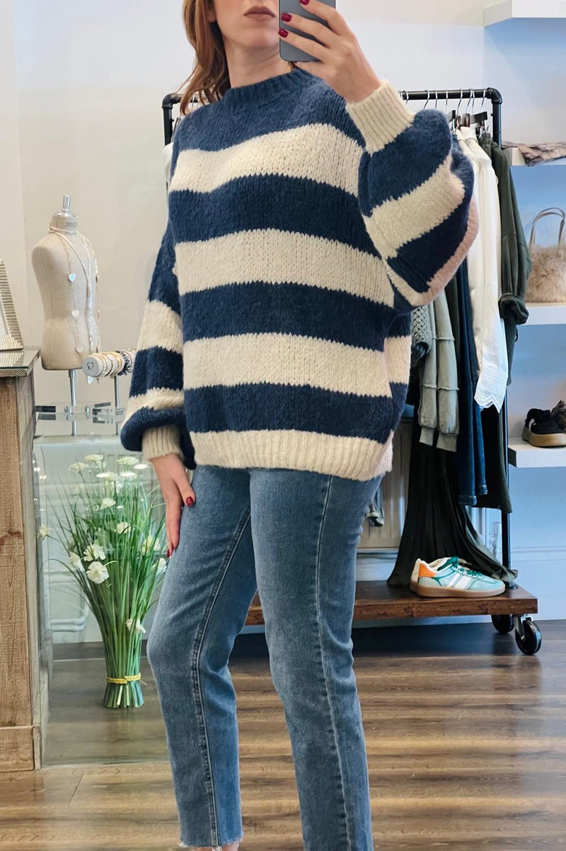 Round Neck Stripe Knit