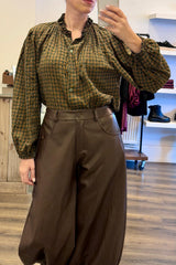 Frill Neck Grandad Check Shirt