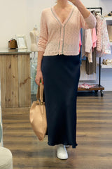 Lurex Trim V Neck Cardigan