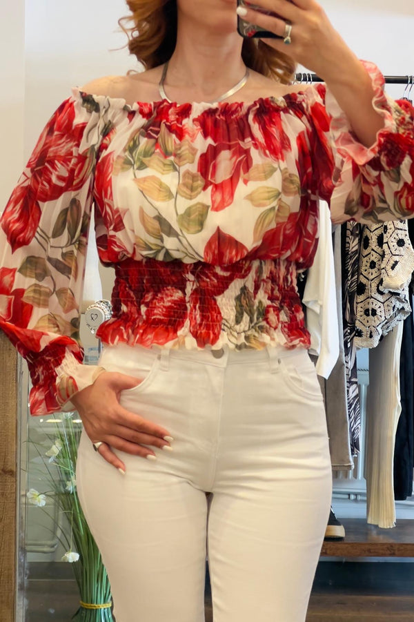 Bardot Floral Top