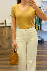 Linen V Neck T Shirt