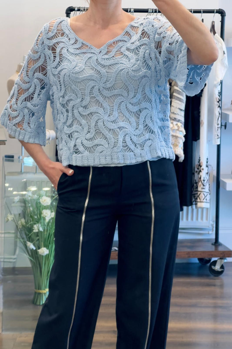 V Neck Crochet Top