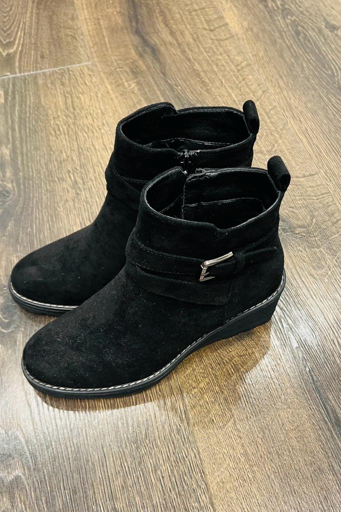 Buckle Wedge Ankle Boot